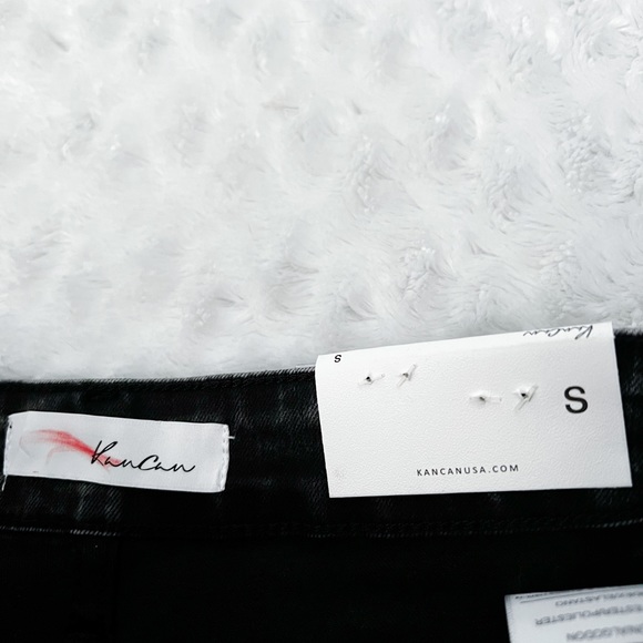 NWT- KANCAN High Rise Acid Wash Distressed Shorts for Women in Black - Picture 7 of 12